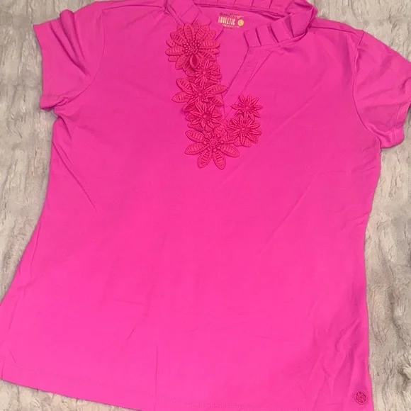 Lilly Pulitzer Luxletic Pink Floral Women's Blouse - Picture 1 of 4